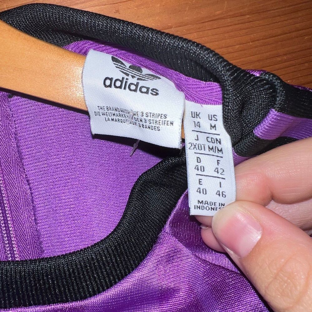 Adidas Purple With Black Three Stripes Short Sleeve Romper/Jumpsuit Size M - Picture 5 of 9